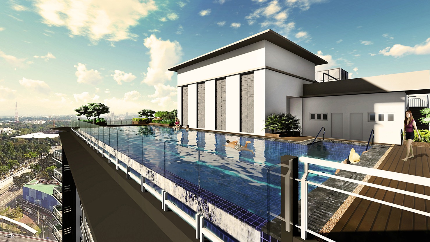 Artist’s illustration of The Crestmont’s Sky Deck Pool which is a first in DMCI Homes projects.